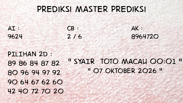 Prediksi Toto Macau 00:01