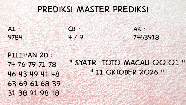 Prediksi Toto Macau 00:01