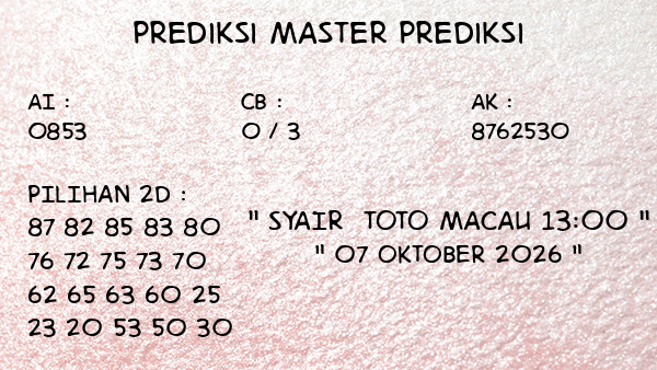 Prediksi Toto Macau 13:00