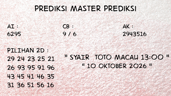 Prediksi Toto Macau 13:00