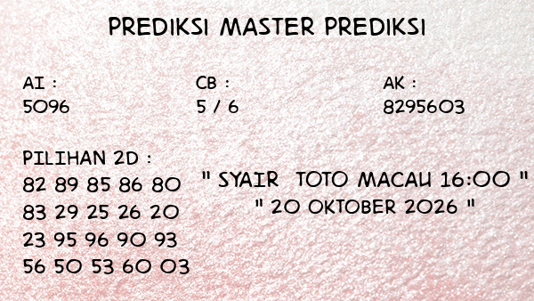 Toto Macau 16:00 Selasa