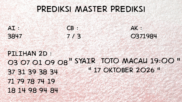 Toto Macau 19:00 Sabtu